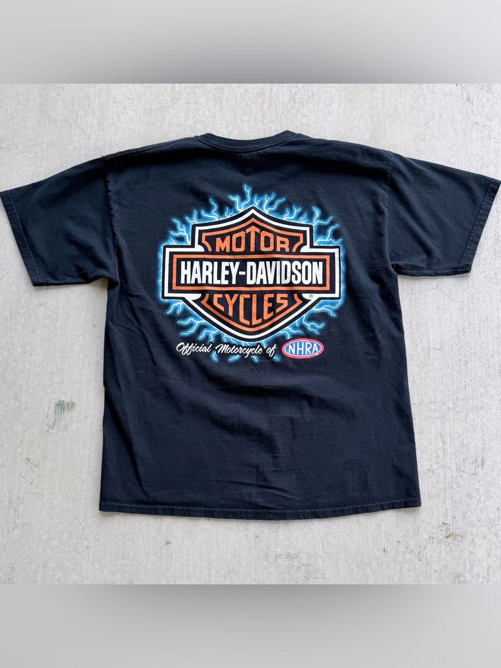Vintage Harley Davidson T Shirt NHRA Lighting Logo XL Y2K